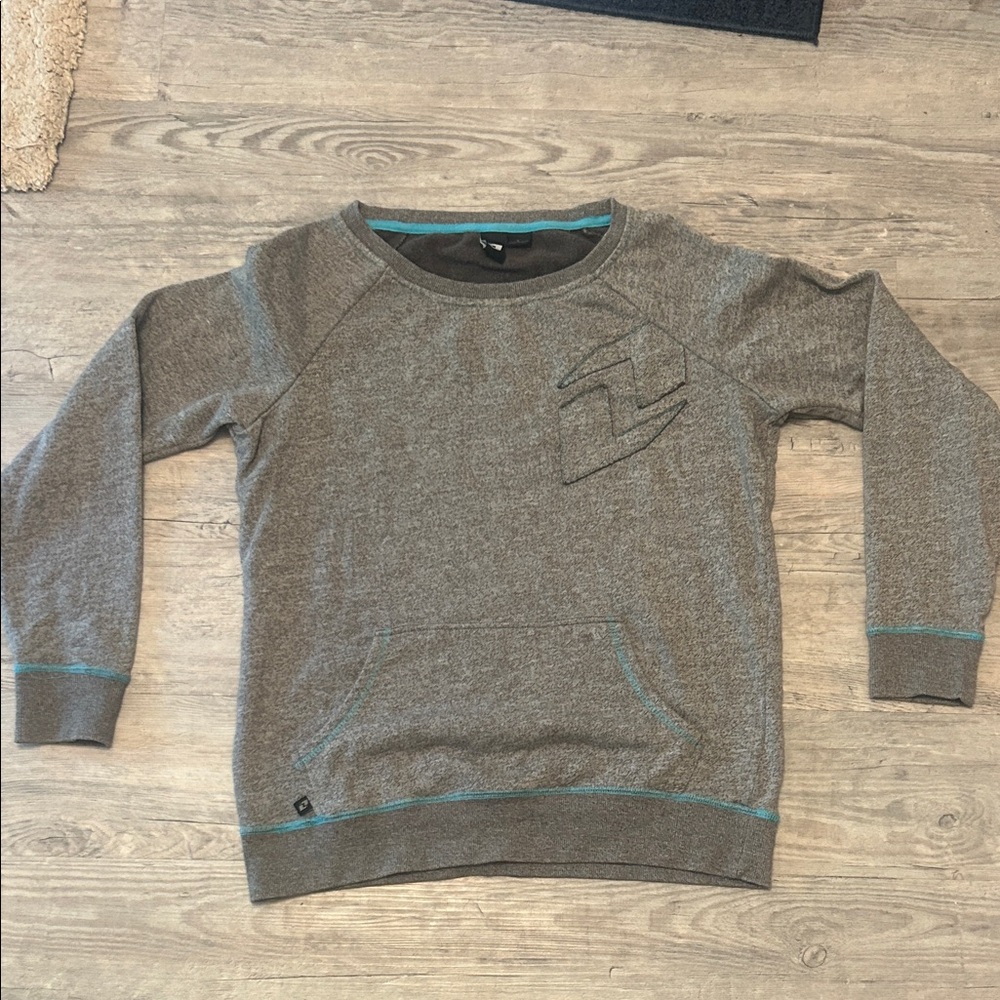 Men's Gray Crewneck Sweater with Teal Accents